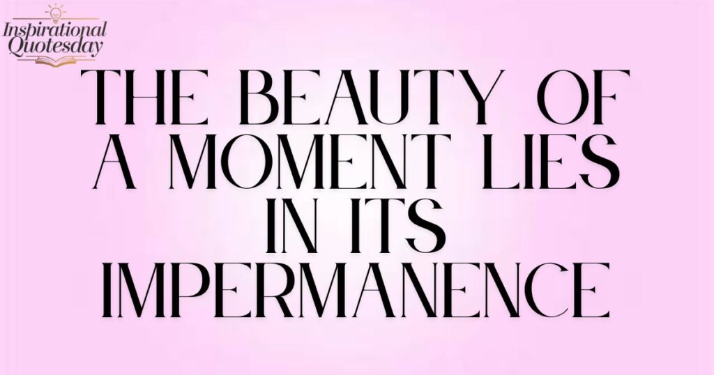 The beauty of a moment lies in its impermanence